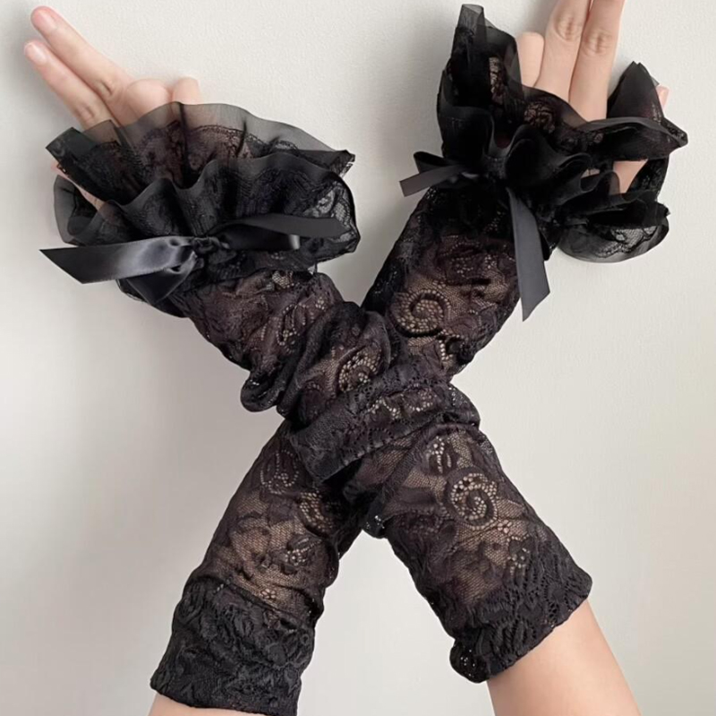 Hollow Out Lace Long Arm Sleev – Fingerless Glove Knit recenzja i cena