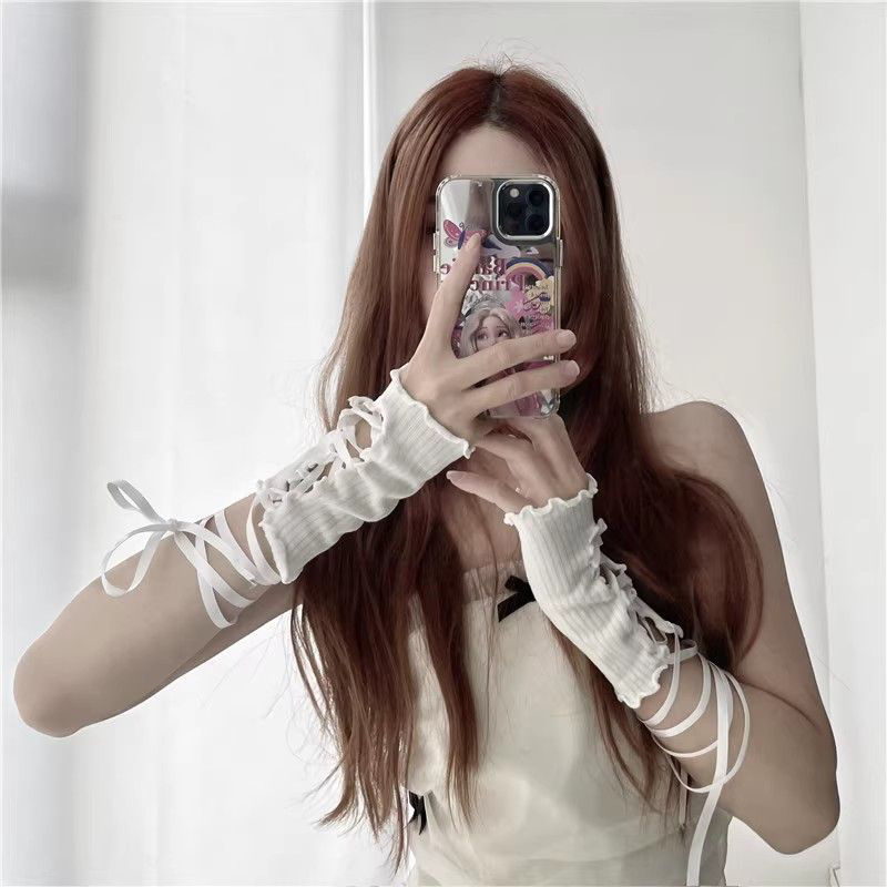 Women Lace‑Up Fingerless Arm S – Fingerless Glove Knit recenzja i cena