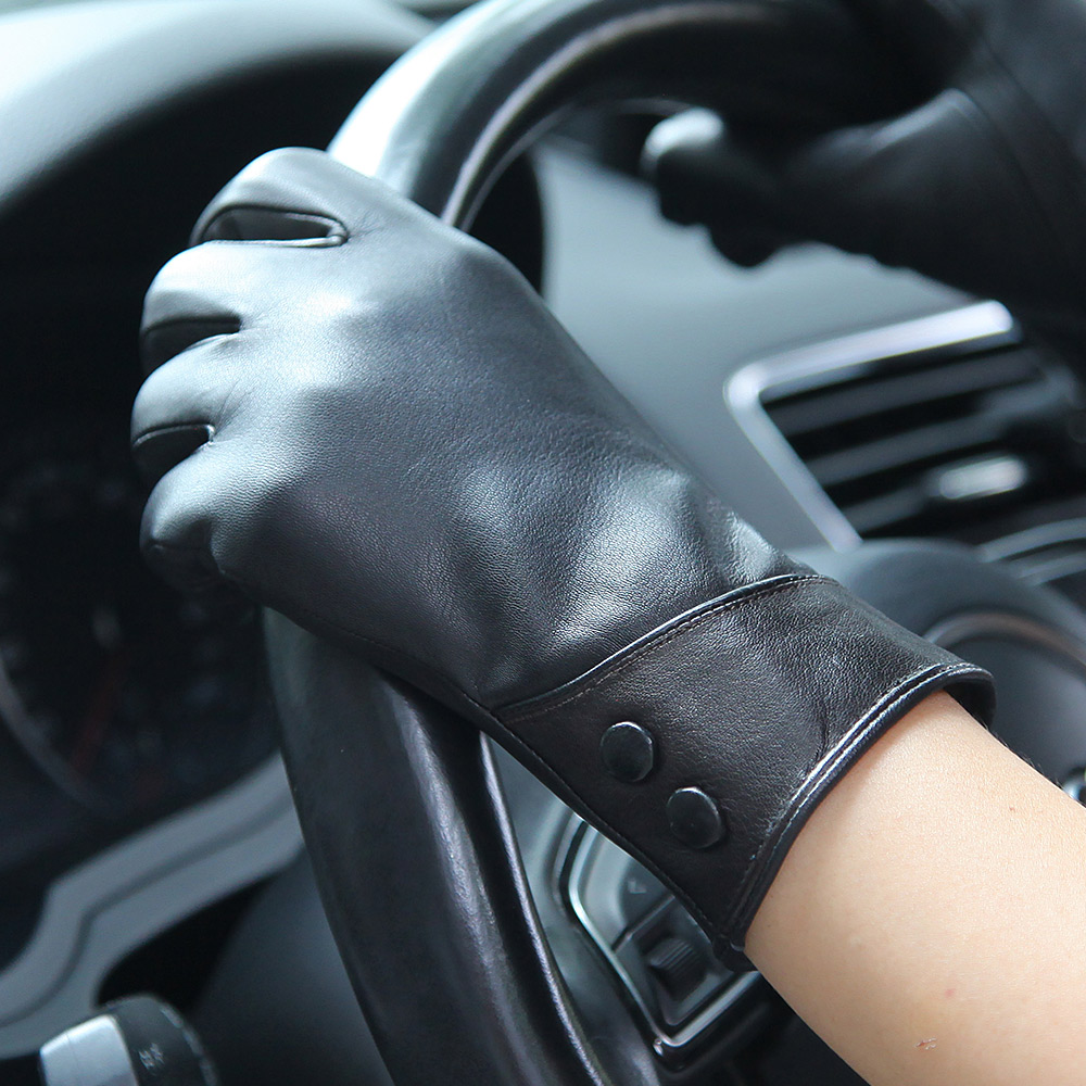 Fashion Black Real Leather Glo – Wool Glove Lined recenzja i cena