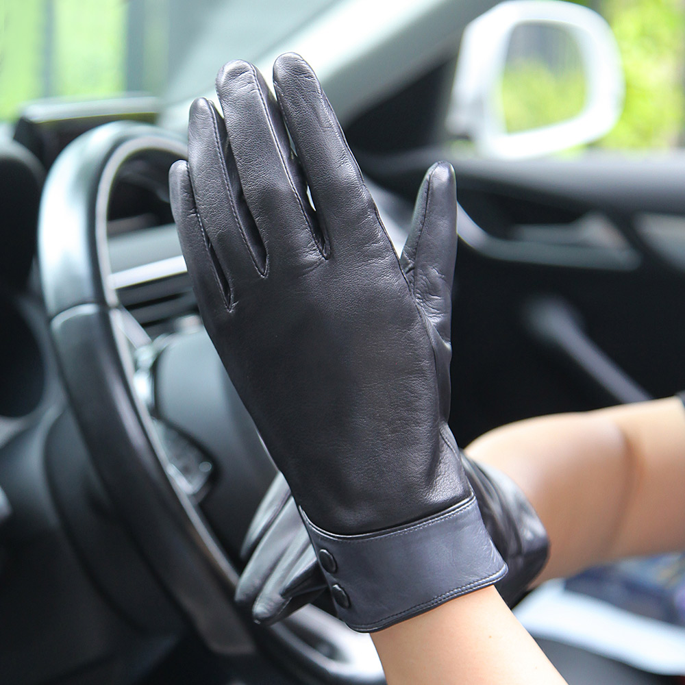 Fashion Black Real Leather Glo – Wool Glove Lined recenzja i cena