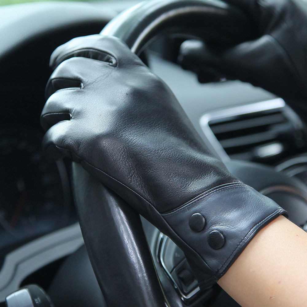 Fashion Black Real Leather Glo – Wool Glove Lined recenzja i cena