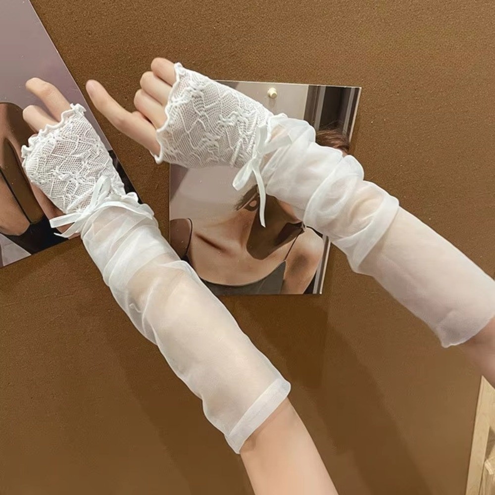 Y2K Lace Ruffle Mesh Gloves Sh – Fingerless Glove Knit recenzja i cena