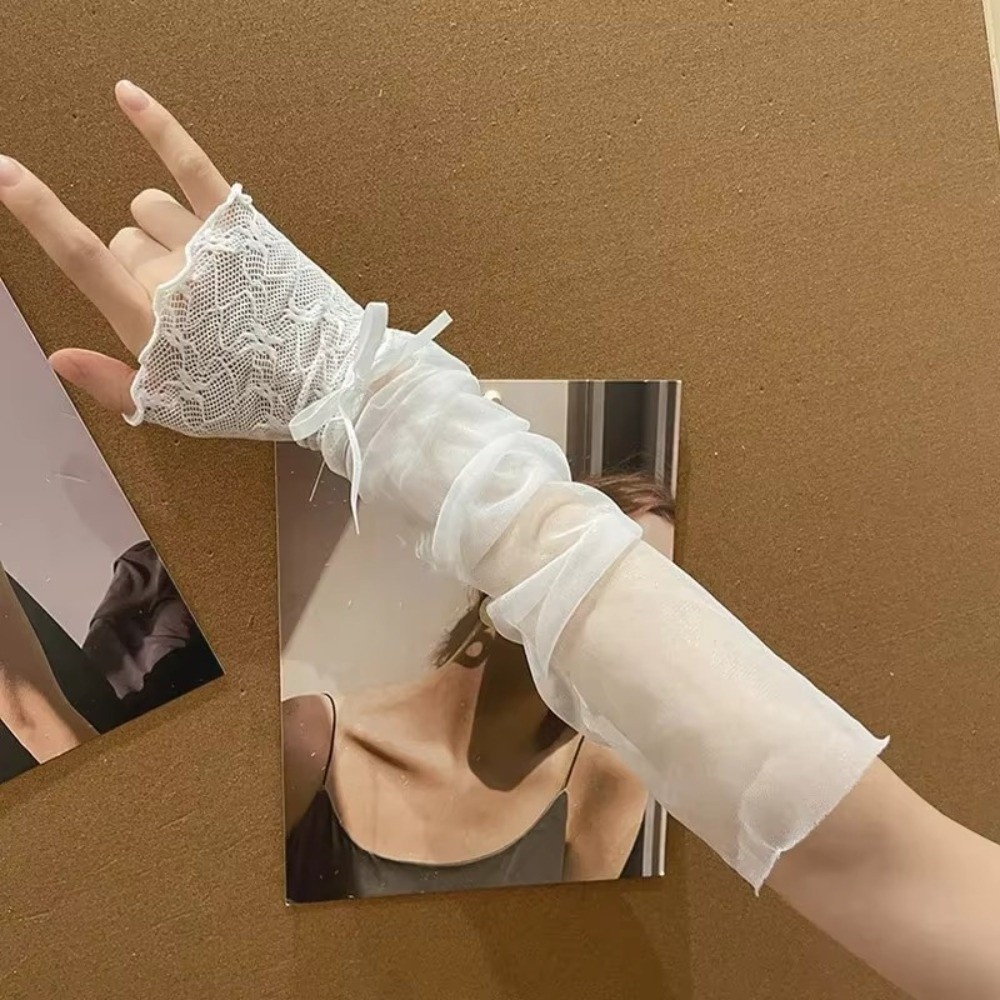 Y2K Lace Ruffle Mesh Gloves Sh – Fingerless Glove Knit recenzja i cena