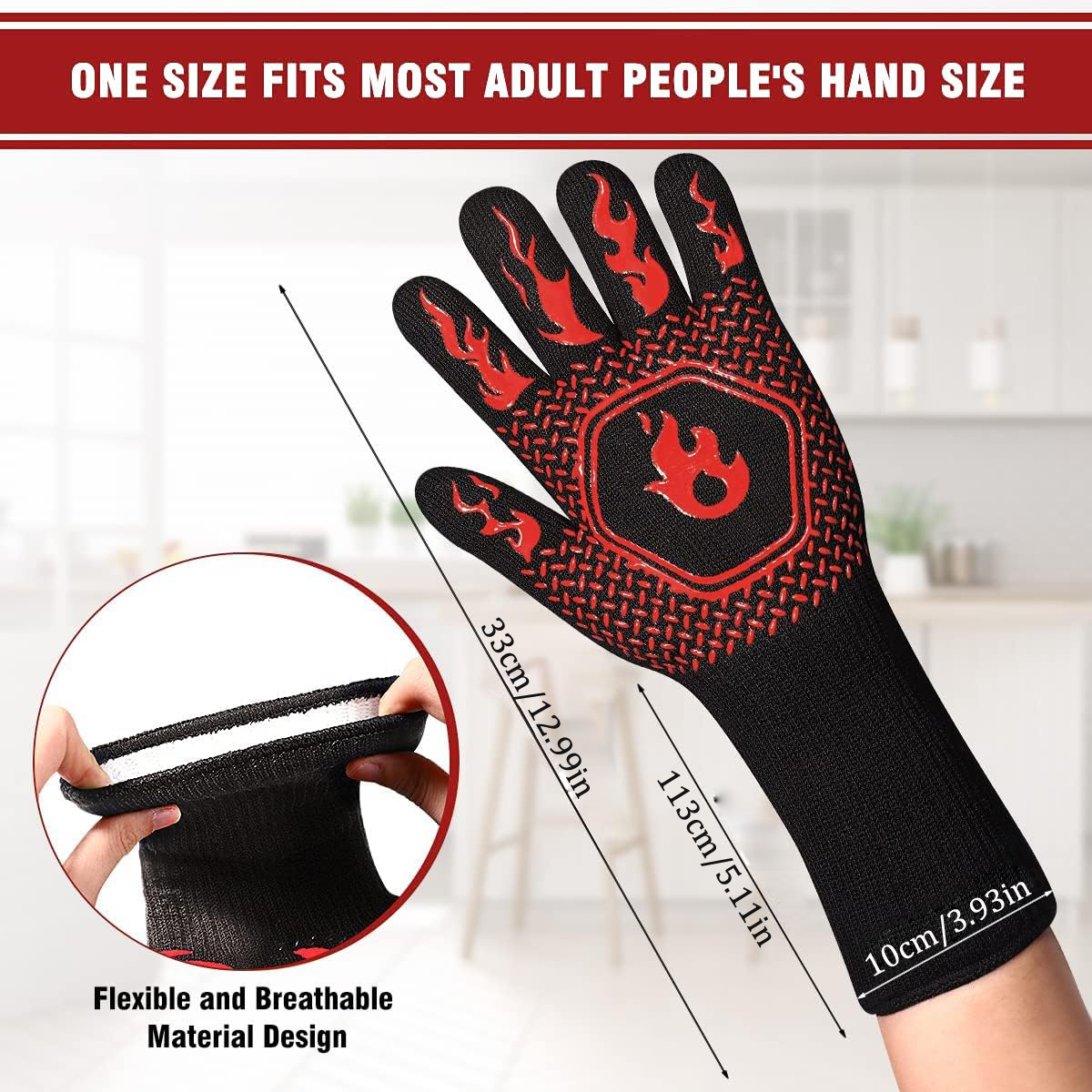 BBQ Grill Gloves High Temp Res – Oven Mitt Silicone recenzja i cena