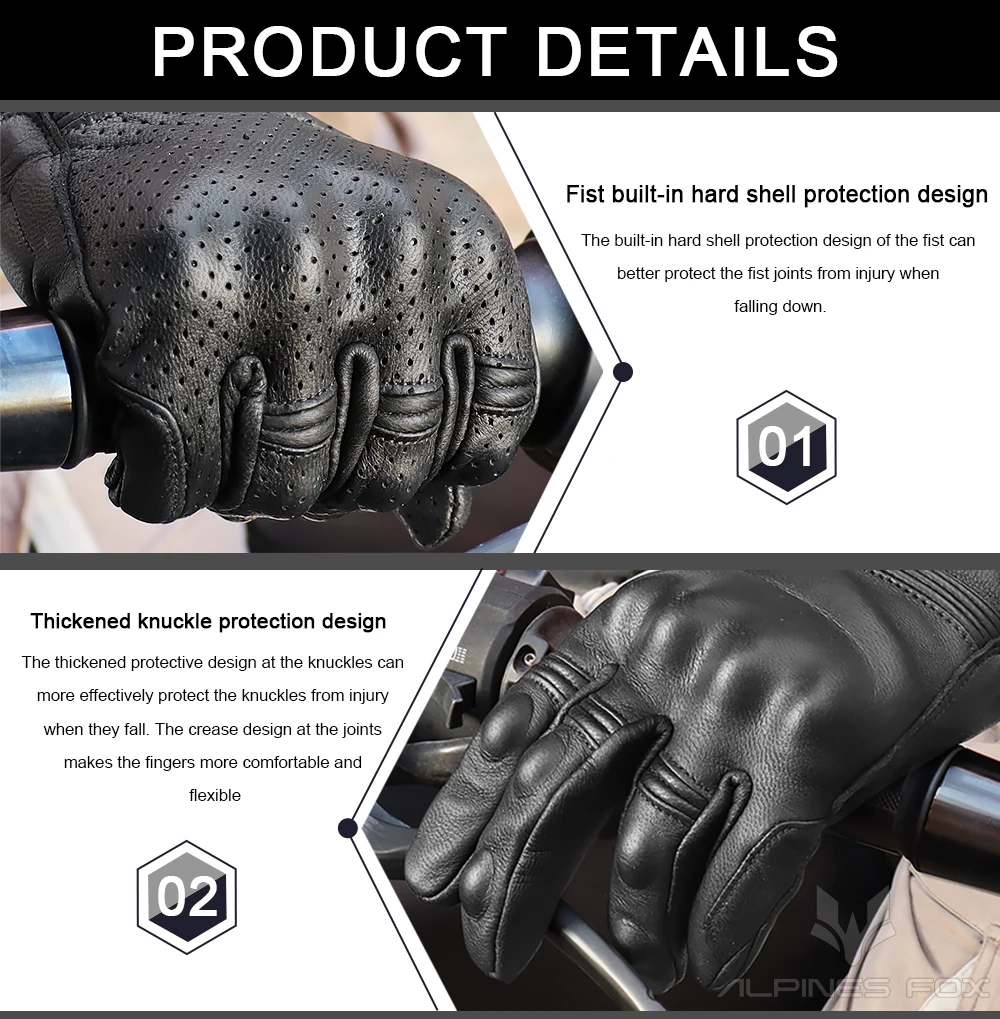 Unisex Vintage Leather Motorcy – Motorcycle Glove Knuckle recenzja i cena