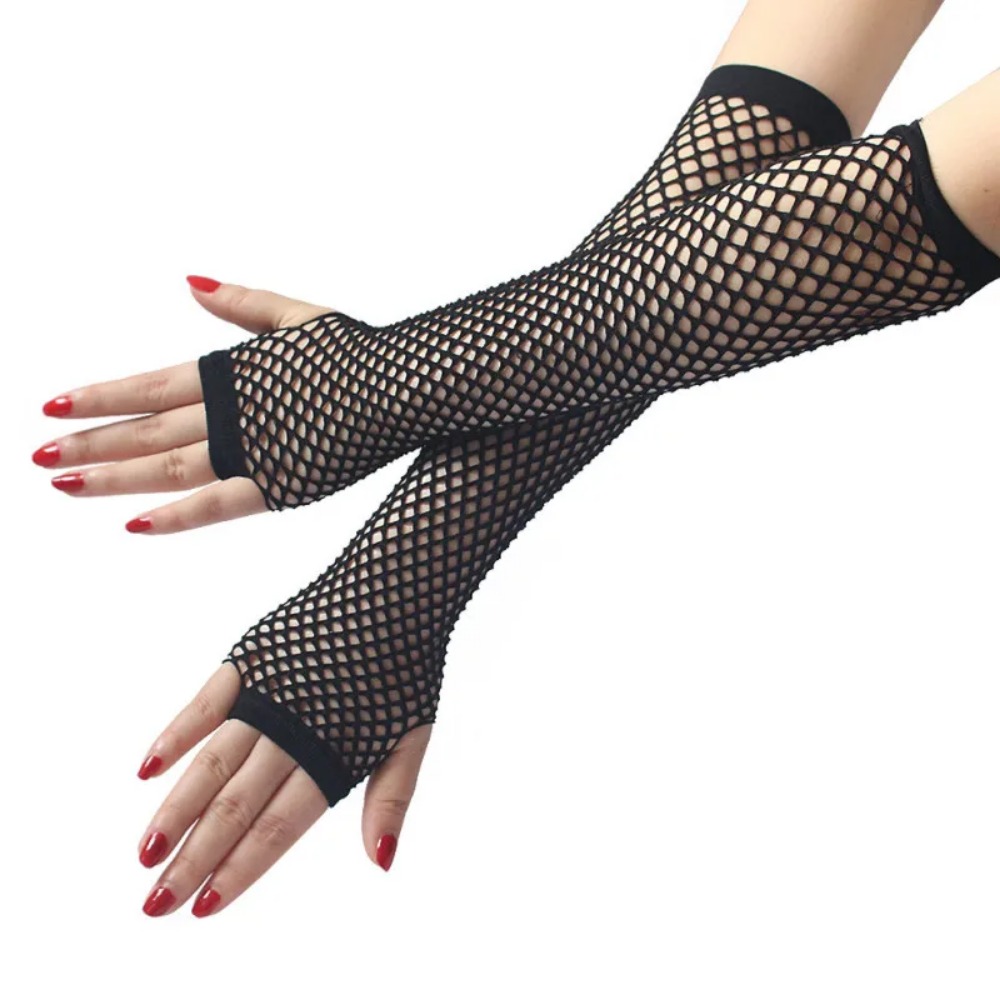 Women Neon Fishnet Long Finger – Fingerless Glove Knit recenzja i cena
