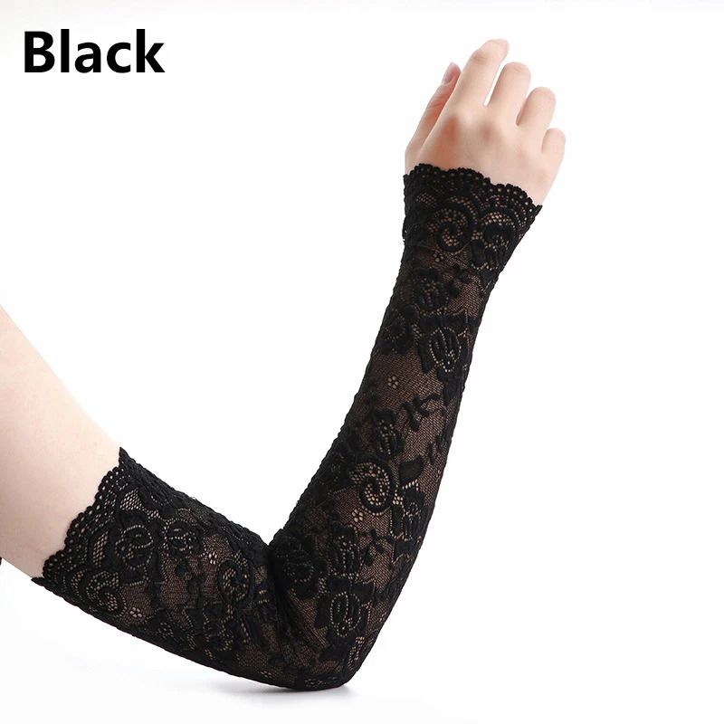 1 Pair  Sunscreen Lace Arm Sle – Fingerless Glove Knit recenzja i cena